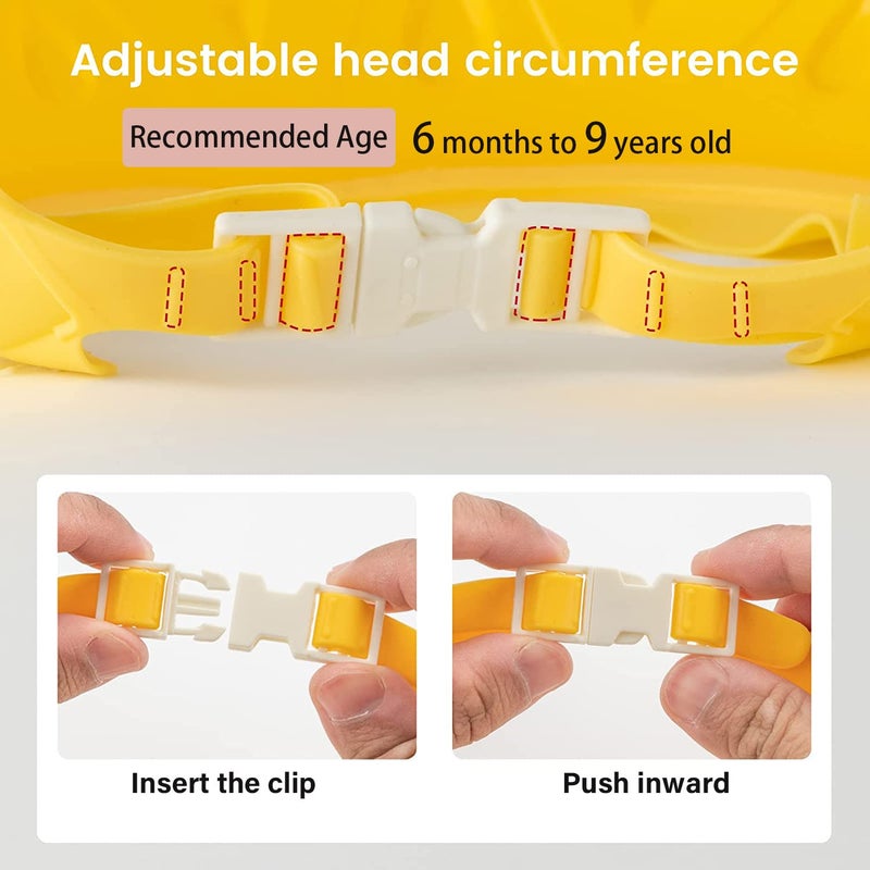 Thcbme Baby Shower Cap Shield, Baby bath set shower cap/water cup/massage brush,Visor Hat for Eye and Ear Protection for 0-9 Years Old Children,Cute Crown Shape Makes the Baby Bath More Fun (Yellow) - Image 2